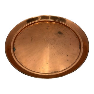 Massive 21" Antique Solid Copper Serving Platter - Ultra Heavy 6lbs Gauge For Sale