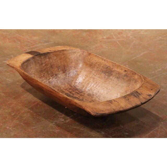 Late 19th Century 19th Century French Elm Dough Bowl With Hand-Carved Handle For Sale - Image 5 of 9