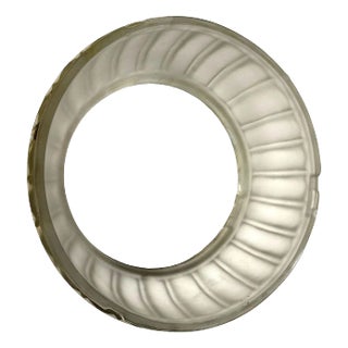 1930s Art Deco Frosted Glass Ceiling Pendant Center Ring Shade For Sale