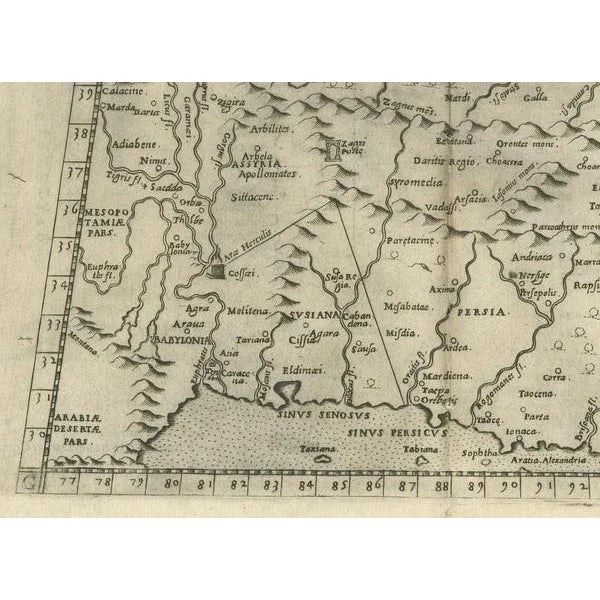 16th Century Ptolemaic Map of the Region Between the Middle East Gulf and Caspian Sea, 1598 For Sale - Image 5 of 6