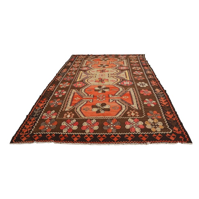 Handwoven decorative vintage kilim rug from Artvin region of Turkey. Approximatelly 50-60 years old. In very good condition.