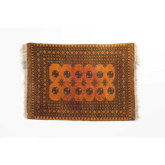 Vintage Afghan hand woven woollen rug. Afghanistan circa 1950.