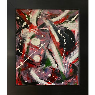 2025 "019-25" Abstract Expressionist Crimson & Pink Painting by Mark Lewis For Sale