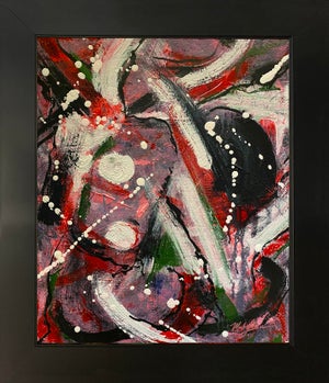 2025 "019-25" Abstract Expressionist Crimson & Pink Painting by Mark Lewis