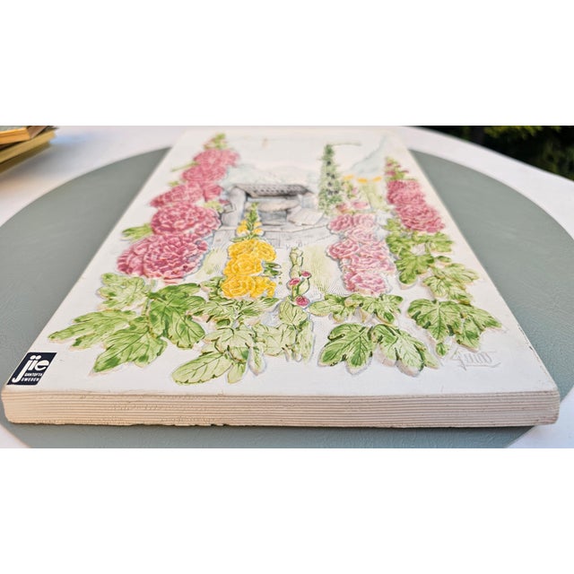Ceramic Ceramic Tile with Mallow Flowers, Sweden, 1980s For Sale - Image 7 of 10