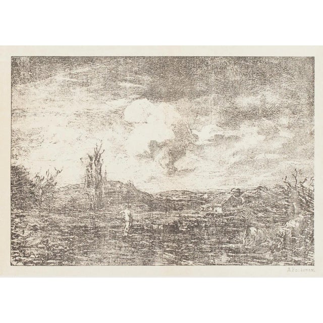 Landscape Lithograph by Antonio Fontanesi, 1880 For Sale - Image 3 of 3