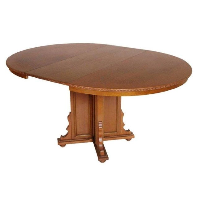 Round Italian Extendable Walnut & Veneer Table For Sale - Image 3 of 9