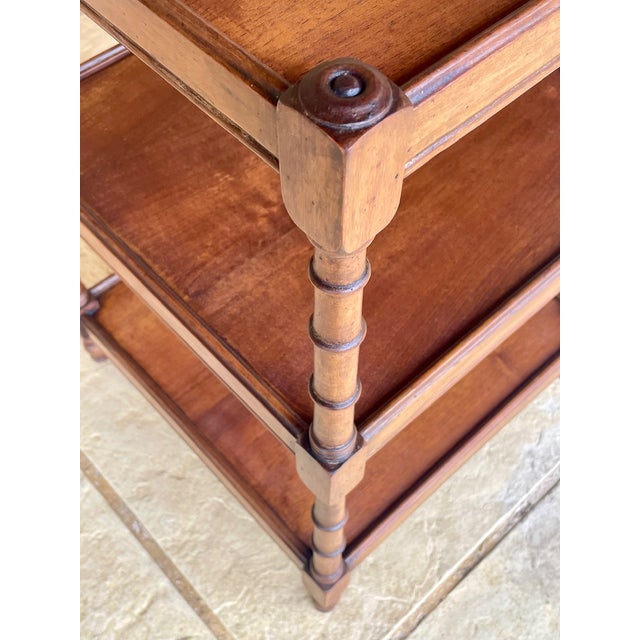 Three-Tiered Walnut Turned Wood Side Table, 1930s For Sale - Image 10 of 16