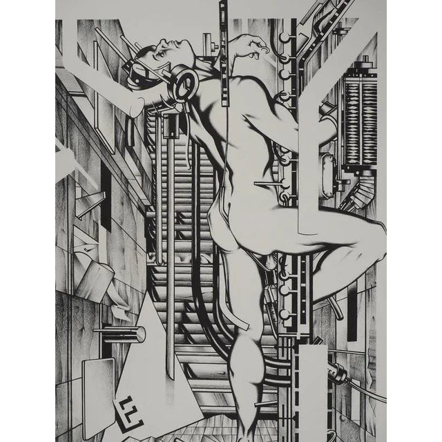 Francisco MELO Futuristic nude Original lithograph Signed in pencil On Arches Vellum 53 x 74 cm (c. 21 x 29 inches)...