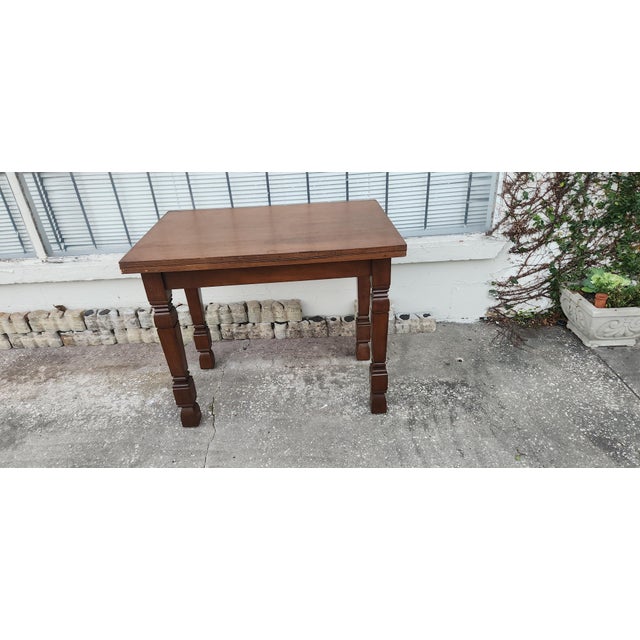 Vintage Swivel Folding Oak Game Table For Sale - Image 13 of 18