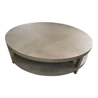 Restoration Hardware Graydon Shagreen Leather Round Coffee Table For Sale