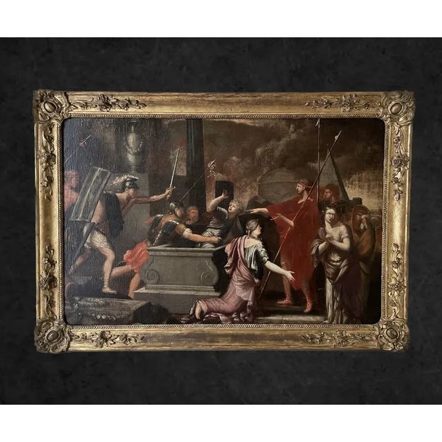 Figurative Scene, Late 1600s, Oil on Canvas, Framed For Sale - Image 6 of 11