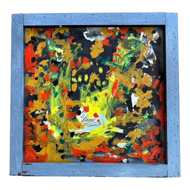 Signed Original Framed Mixed Media Abstract Painting "Lane" For Sale