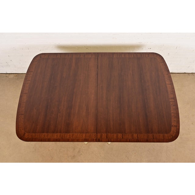 Henredon Georgian Banded Mahogany Double Pedestal Extension Dining Table, Newly Refinished For Sale - Image 9 of 14