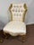 Early 20th Century Early 20th Century French Louis XV Style Pair of Gilded Gold Creme Tufted Chairs For Sale - Image 5 of 12