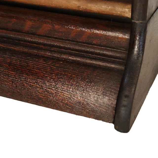 Glass Grand Rapids Arts & Crafts Oak Stack Barrister Bookcase With Leaded Glass C1910 For Sale - Image 7 of 12