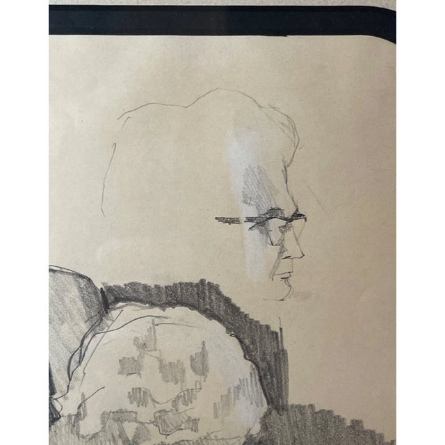 Drawing/Sketching Materials Vintage 1971 Original S Stirling Stylized Pencil Conte Drawing Sketch Elder Lady For Sale - Image 7 of 11