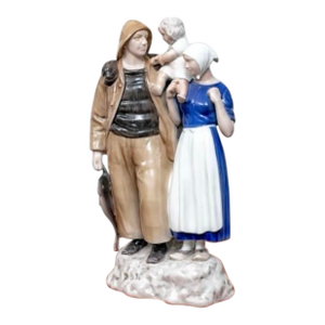 Vintage Bing & Grøndahl Fisher Family Porcelain Sculpture by Axel Locher