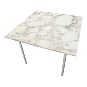 Square Marble Top Cylinder Chrome Legs Game Dining Center Table