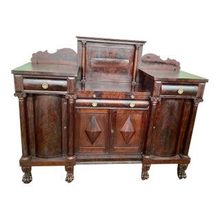 Early 19th Century Important Antique Flame Mahogany Philadelphia Empire Sideboard Labeled Anthony Quervelle For Sale