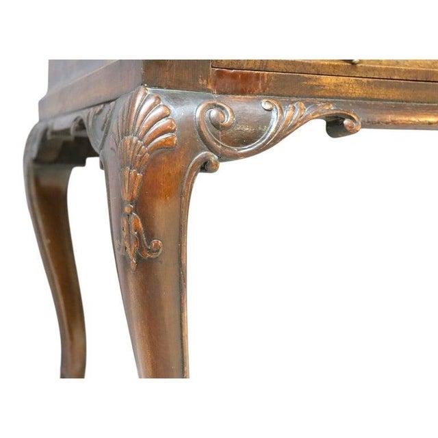 Burl & Carved Walnut Slant Front Marquetry Secretary Desk C1900 For Sale - Image 11 of 16