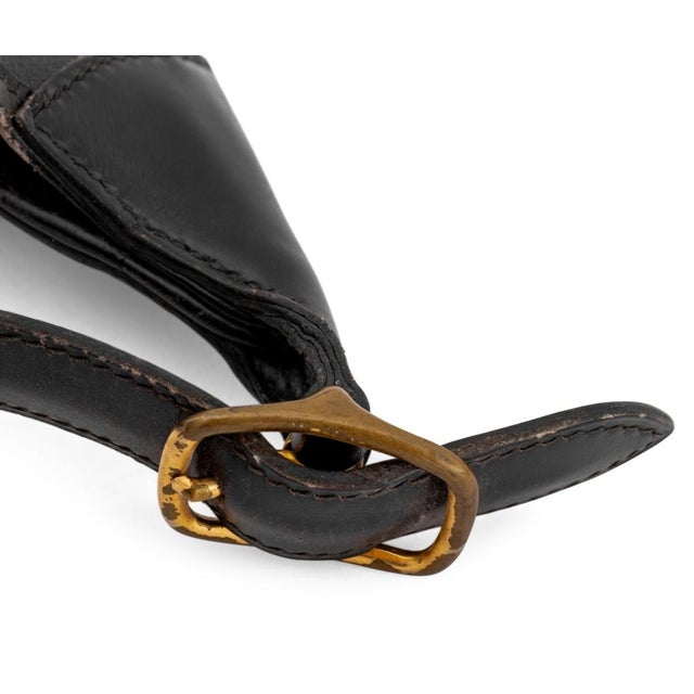 1980s Hermes Black Leather Trim Handbag For Sale - Image 5 of 13