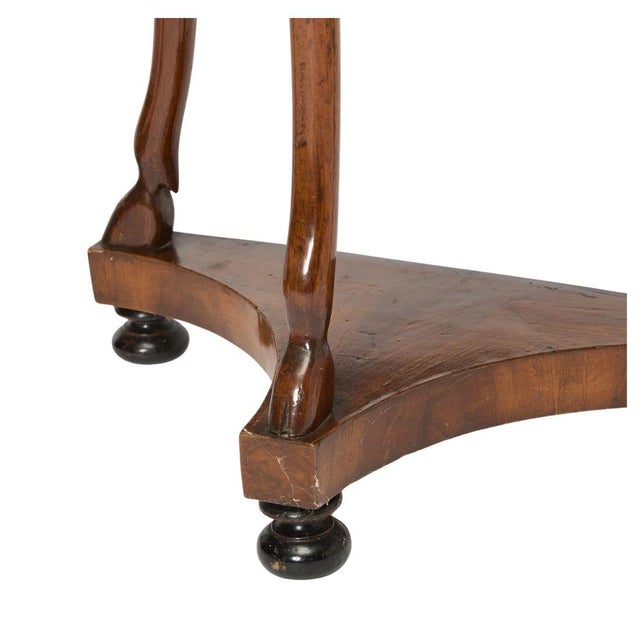 Pair of Italian Walnut Petite Demilune Consoles With Drawer For Sale - Image 4 of 4