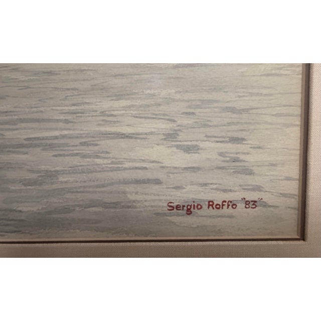 1980s Atlantic Avenue Wharf, Boston Harbor Watercolor, by Sergio Roffo, 1983 For Sale - Image 5 of 9