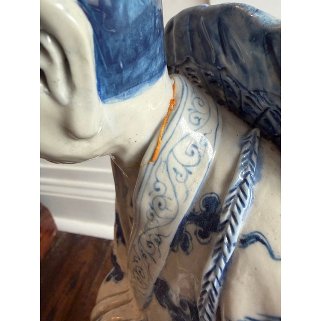 Antique Chinese Porcelain Immortal Statue, Blue & White China Crab Figural For Sale - Image 9 of 12