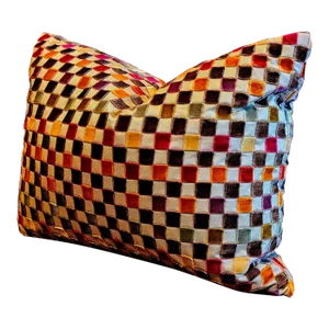Retangular Lee Jofa Checkerboard Cut Velvet Throw Pillow