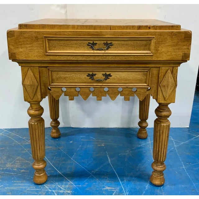 Wood Vintage Maple Finished Butcher Block Table For Sale - Image 7 of 8
