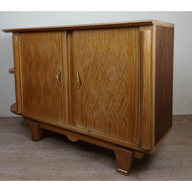 Art Deco Corner Buffet in Light Wood by Jules Leleu, 1930s For Sale - Image 3 of 10