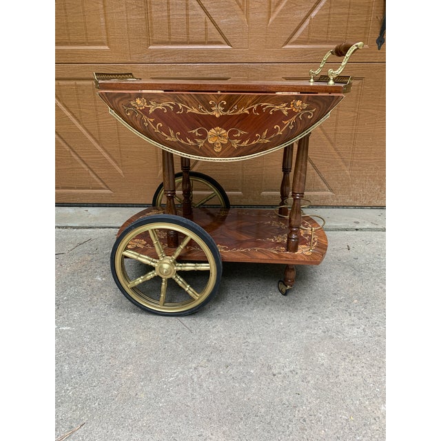 Mid Century Vintage Italian Inlay Wood Bar Cart Chairish