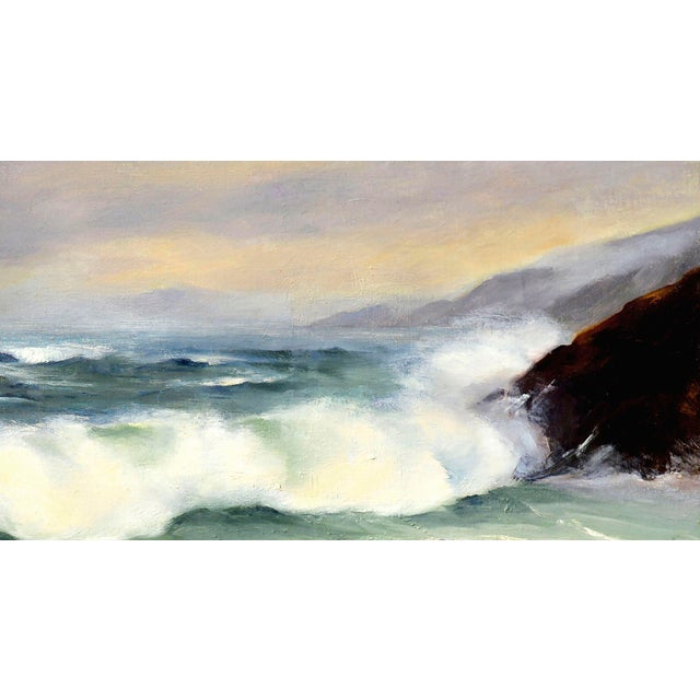Gorgeous seascape of Davenport, California by artist C. Sokolovsky (American, 20th Century), circa 1980. Unframed.