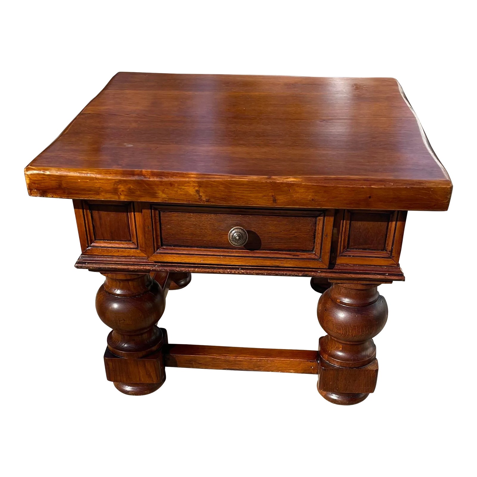 Vintage Square Solid Wood End or Side Table With Drawer | Chairish