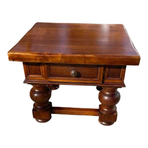 Vintage Square Solid Wood End or Side Table With Drawer