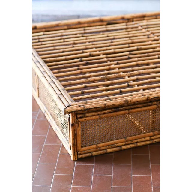 Tan Double Bed with Bamboo and Vienna Straw Headboard, 1980s For Sale - Image 8 of 11