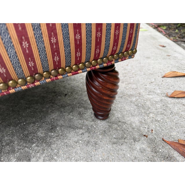 Wood Vintage English Style Upholstered Ottomans With Spiral Turned Legs by O. Henry House, a Pair For Sale - Image 7 of 12