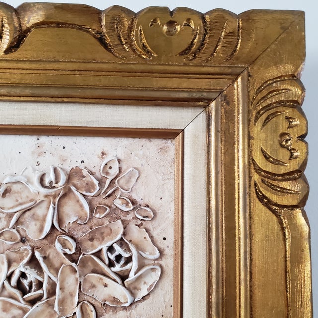1980s Carole Gerst Katz Textured Floral Art Impasto Oil Painting in Ornate Gold Gilted Wood Frame Signed For Sale - Image 4 of 18