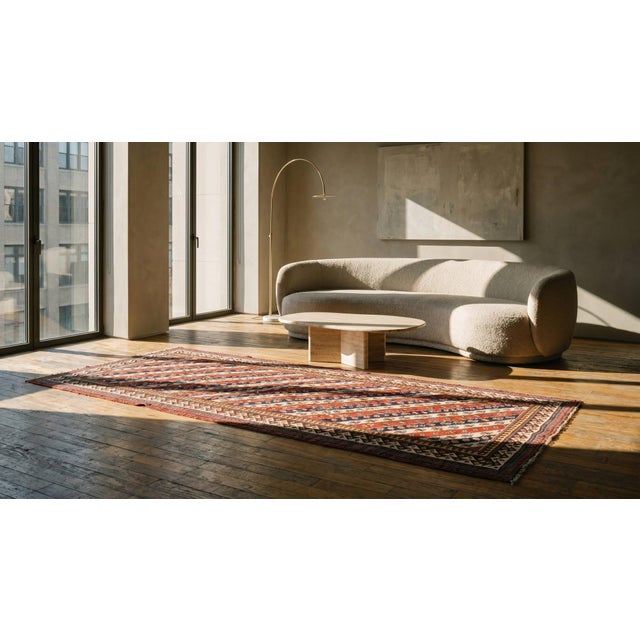 Extraordinary Ivory and Red Color With Symmetrical Design Antique Caucasian Shirvan Runner Rug For Sale - Image 15 of 15