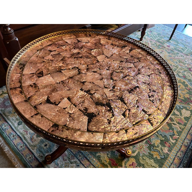 Shell Late 20th Century Maitland-Smith Round Mother-of-Pearl Table For Sale - Image 7 of 8