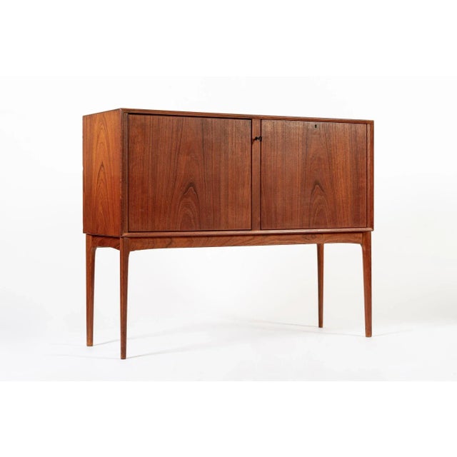 Teak Mid Century Bar Cabinet With Lazy Susan by Fredrik Kayser (Attr.) For Sale - Image 11 of 13