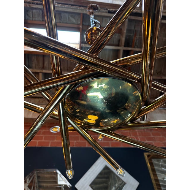 Brass Mid Century Italian Stilnovo Orbit Chandelier Brass, Italy, 1955 For Sale - Image 8 of 9