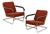 Bauhaus / Thonet Style Pair of Armchairs C. 1930s Tubular Steel With Red-Brown Upholstery For Sale