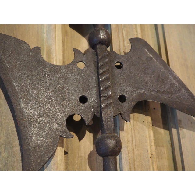Pair of Tall and Decorative Wood and Iron Halberds, Circa 1900 | Chairish