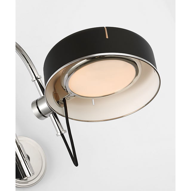 Thomas O'Brien for Visual Comfort Signature Oso 13" Articulating Arc Wall Light in Polished Nickel with Matte Black Shade For Sale - Image 14 of 14