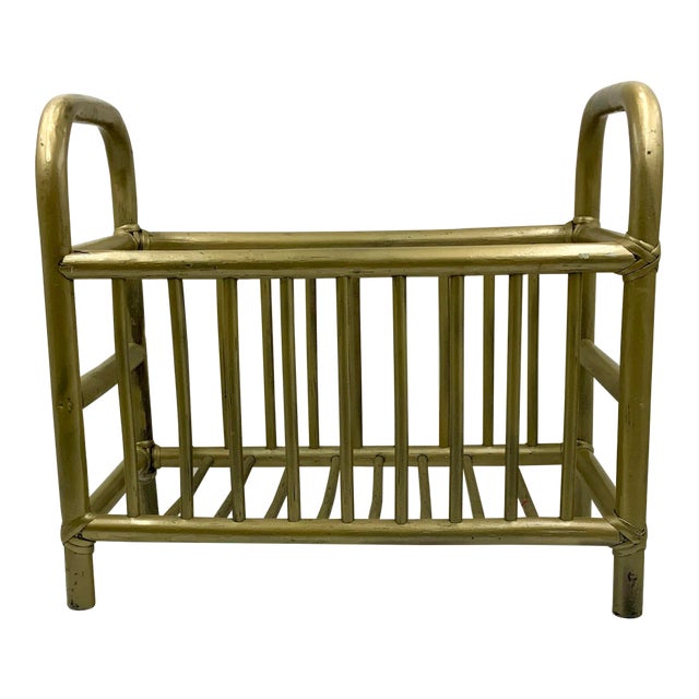 1940s Bamboo Art Deco Magazine Rack For Sale