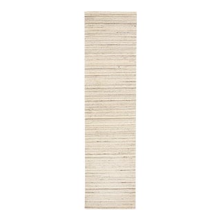 2010s Beige Hand Loomed Organic Wool Modern Runner Oriental Rug For Sale