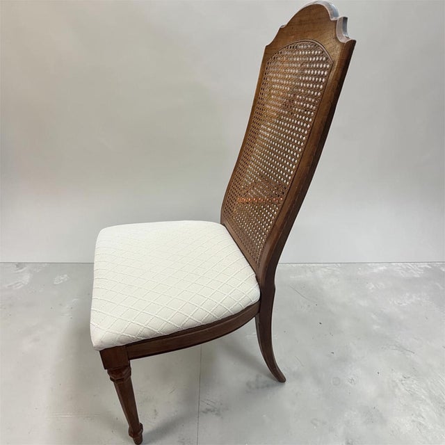 French Provincial Vintage Drexel French Provincial Cane Back Dining Chair Newly Upholstered For Sale - Image 3 of 8