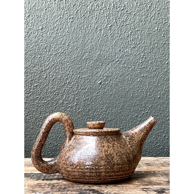 Vintage Handcrafted Ceramic Teapot For Sale - Image 4 of 15